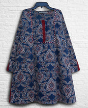 Load image into Gallery viewer, ABHA Block Print Hand Embroidered Embellished Pure Cotton Tunic Top Kurti
