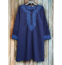 Load image into Gallery viewer, ADITI Pure Cotton Round Neck, Hand Embroidered Tunic, Kurti, Regular and Plus Sizes
