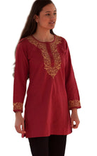 Load image into Gallery viewer, ADITI Pure Cotton Round Neck, Hand Embroidered Tunic, Kurti, Regular and Plus Sizes