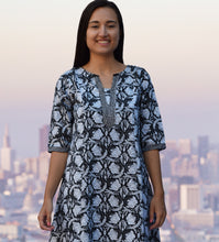 Load image into Gallery viewer, ARA Long Printed Pure Cotton Embroidered Long Tunic Kurta Dress: Made to Order