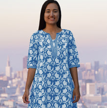 Load image into Gallery viewer, ARA Long Printed Pure Cotton Embroidered Long Tunic Kurta Dress: Made to Order