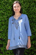 Load image into Gallery viewer, AYO Pure Cotton, Embroidered Tunic, Top, Kurti, with Tassles