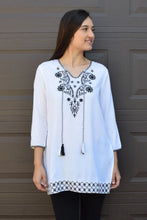 Load image into Gallery viewer, AYO Pure Cotton, Embroidered Tunic, Top, Kurti, with Tassles