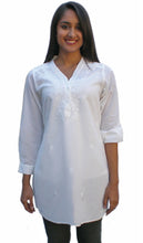 Load image into Gallery viewer, Uma Hand Embroidered Pure Cotton Shirt Tunic (Plus Sizes)