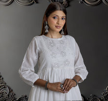 Load image into Gallery viewer, BHAVYA Cotton Mulmul Hand Embroidery Kurta Dress