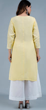 Load image into Gallery viewer, TISTA- Linen Cotton Long Kurta/tunic with hand embroidered Chikankari