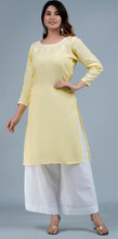 Load image into Gallery viewer, TISTA- Linen Cotton Long Kurta/tunic with hand embroidered Chikankari