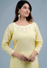 Load image into Gallery viewer, TISTA- Linen Cotton Long Kurta/tunic with hand embroidered Chikankari
