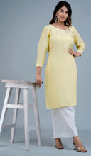 Load image into Gallery viewer, TISTA- Linen Cotton Long Kurta/tunic with hand embroidered Chikankari