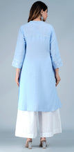 Load image into Gallery viewer, HAMSI Linen Cotton Long/Short Kurta with hand embroidered Chikankari