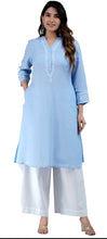 Load image into Gallery viewer, HAMSI Linen Cotton Long/Short Kurta with hand embroidered Chikankari