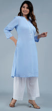 Load image into Gallery viewer, HAMSI Linen Cotton Long/Short Kurta with hand embroidered Chikankari