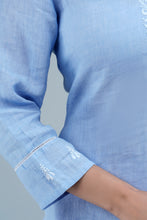 Load image into Gallery viewer, HAMSI Linen Cotton Long/Short Kurta with hand embroidered Chikankari
