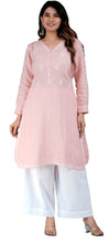 Load image into Gallery viewer, KALAPI- Linen Cotton Long Kurta/tunic with hand embroidered Chikankari