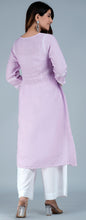 Load image into Gallery viewer, Lalita Linen Cotton Long Kurta/tunic with hand embroidered Chikankari