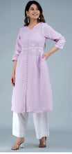 Load image into Gallery viewer, Lalita Linen Cotton Long Kurta/tunic with hand embroidered Chikankari
