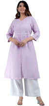 Load image into Gallery viewer, Lalita Linen Cotton Long Kurta/tunic with hand embroidered Chikankari