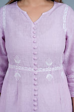 Load image into Gallery viewer, Lalita Linen Cotton Long Kurta/tunic with hand embroidered Chikankari