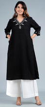 Load image into Gallery viewer, GARVI Linen-Cotton Hand Embroidered Tunic Kurti
