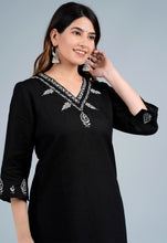 Load image into Gallery viewer, GARVI Linen-Cotton Hand Embroidered Tunic Kurti
