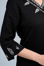 Load image into Gallery viewer, GARVI Linen-Cotton Hand Embroidered Tunic Kurti