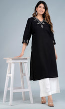 Load image into Gallery viewer, GARVI Linen-Cotton Hand Embroidered Tunic Kurti