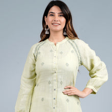 Load image into Gallery viewer, ASHLEY Linen Cotton Long Kurta/tunic with hand embroidered Chikankari