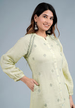Load image into Gallery viewer, ASHLEY Linen Cotton Long Kurta/tunic with hand embroidered Chikankari