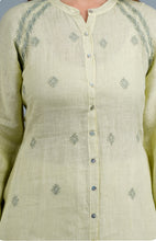 Load image into Gallery viewer, ASHLEY Linen Cotton Long Kurta/tunic with hand embroidered Chikankari