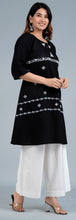 Load image into Gallery viewer, ANNA Linen Cotton Long Kurta/tunic with hand embroidered Chikankari