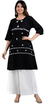 Load image into Gallery viewer, ANNA Linen Cotton Long Kurta/tunic with hand embroidered Chikankari