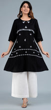 Load image into Gallery viewer, ANNA Linen Cotton Long Kurta/tunic with hand embroidered Chikankari