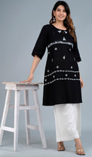 Load image into Gallery viewer, ANNA Linen Cotton Long Kurta/tunic with hand embroidered Chikankari