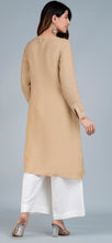 Load image into Gallery viewer, Sadhya Linen Cotton Long Kurta/tunic with hand embroidered Chikankari