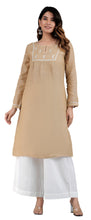 Load image into Gallery viewer, Sadhya Linen Cotton Long Kurta/tunic with hand embroidered Chikankari