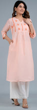 Load image into Gallery viewer, UDITA Linen Cotton Long Kurta/tunic with hand embroidered Chikankari