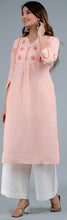 Load image into Gallery viewer, UDITA Linen Cotton Long Kurta/tunic with hand embroidered Chikankari