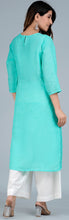 Load image into Gallery viewer, JUHI Linen Cotton Long Kurta/tunic with hand embroidered Chikankari