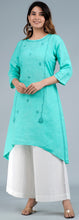 Load image into Gallery viewer, JUHI Linen Cotton Long Kurta/tunic with hand embroidered Chikankari