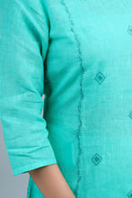 Load image into Gallery viewer, JUHI Linen Cotton Long Kurta/tunic with hand embroidered Chikankari