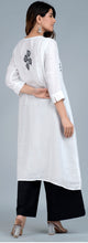 Load image into Gallery viewer, PIPPA Linen Cotton Long Kurta/tunic with hand embroidered Chikankari