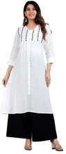 Load image into Gallery viewer, PIPPA Linen Cotton Long Kurta/tunic with hand embroidered Chikankari