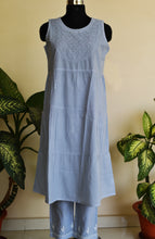 Load image into Gallery viewer, URVI, Pure Cotton Hand Embroidered Chinkankari Long Kurta , Three Pcs. Suit Set