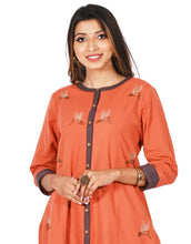 Load image into Gallery viewer, AASARAH Cotton Blended Long Kurta/tunic with hand embroidered Chikankari