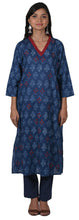 Load image into Gallery viewer, EVON Printed Cotton Long Kurta /tunic with hand embroidered Chikankari