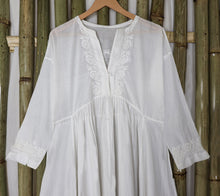 Load image into Gallery viewer, DEVIKA Pure Cotton, Hand Embroidery/ Chikankari Women Long Flared Kurta Tunic Dress