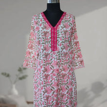 Load image into Gallery viewer, ERICA Block Printed Cotton Hand Embroidered Kurta