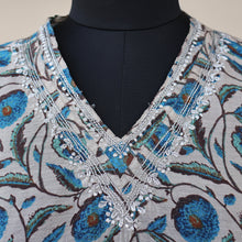 Load image into Gallery viewer, EVONA Chanderi, Printed with Zari Embroidered work Kurta