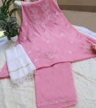 Load image into Gallery viewer, FIZA Pure Cotton Hand Embroidered/Chikankari Unstitched Kurta Set; Made to Order/ Customizable