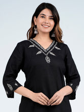 Load image into Gallery viewer, GARVI Linen-Cotton Hand Embroidered Tunic Kurti